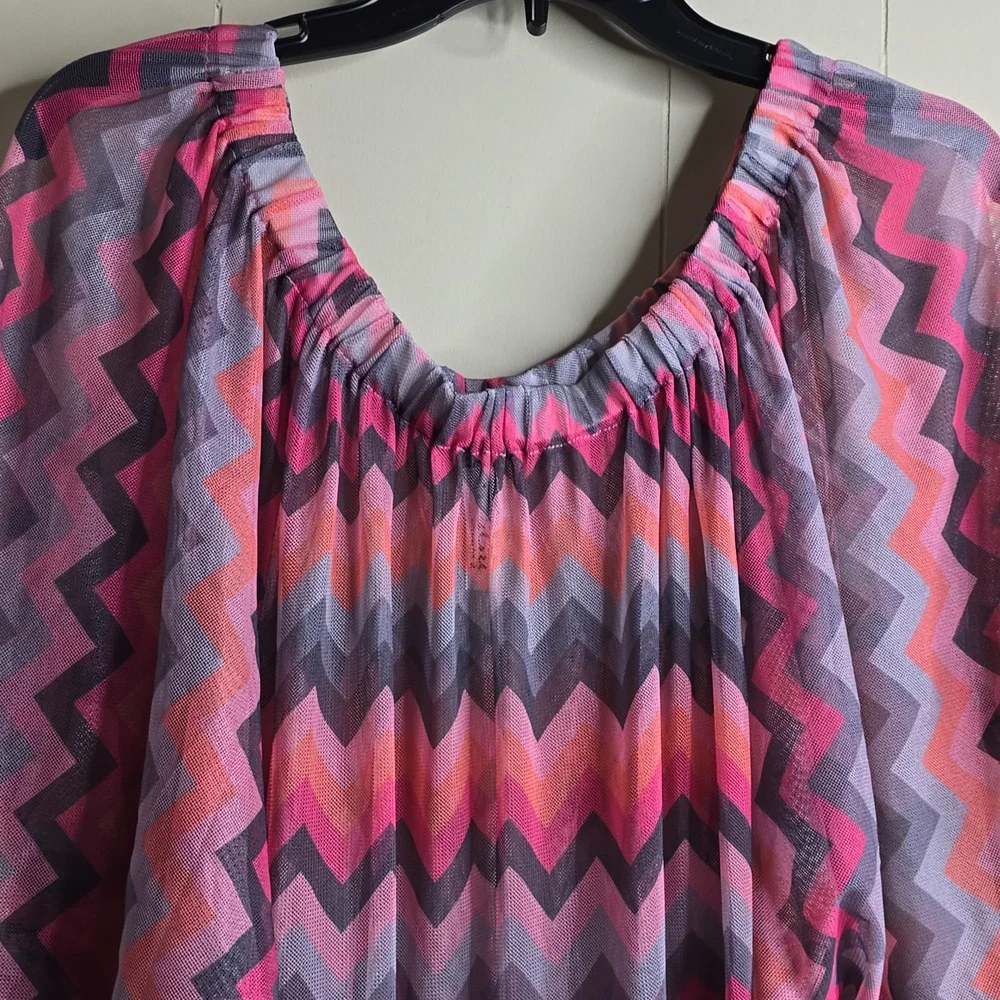 Pink and Gray Chevron Women's Dress La GuGu Medium - Picture 2 of 8